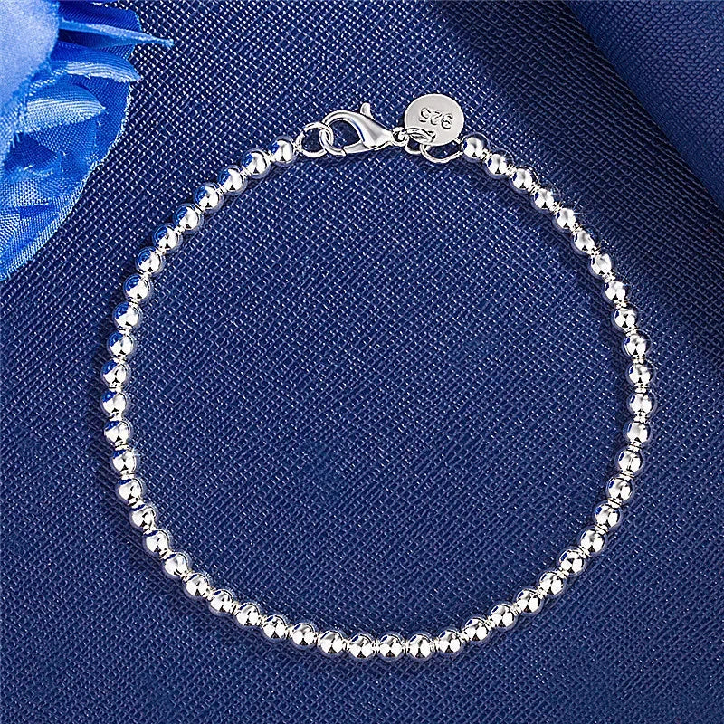 925 Sterling Silber Charm Armband für Frauen 4mm Perlen Kette Beliebte Marken Schmuck Hochzeit Party Weihnachtsgeschenke