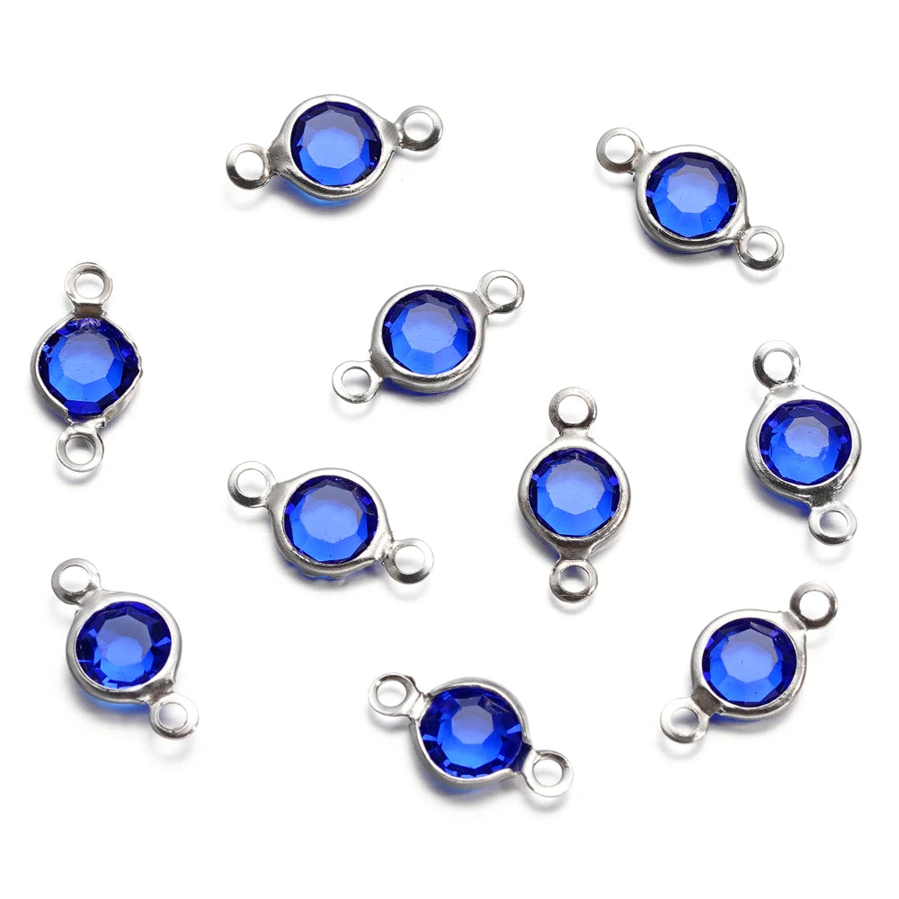 10 Stücke/Los Edelstahl Kristall Rund Doppelring Anhänger für DIY Armband Halskette Perlen Schmuckherstellung Zubehör