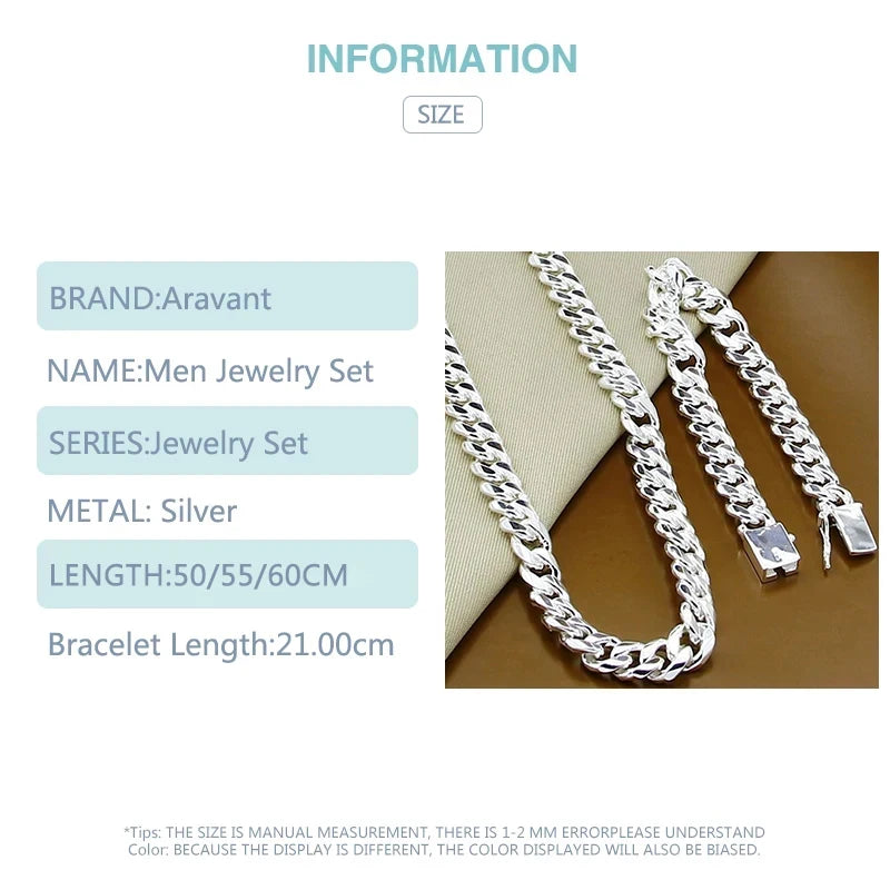 Aravant 925er Silber Schmucksets für Damen Herren seitliche Halsketten Armbänder Schmuck Geschenke