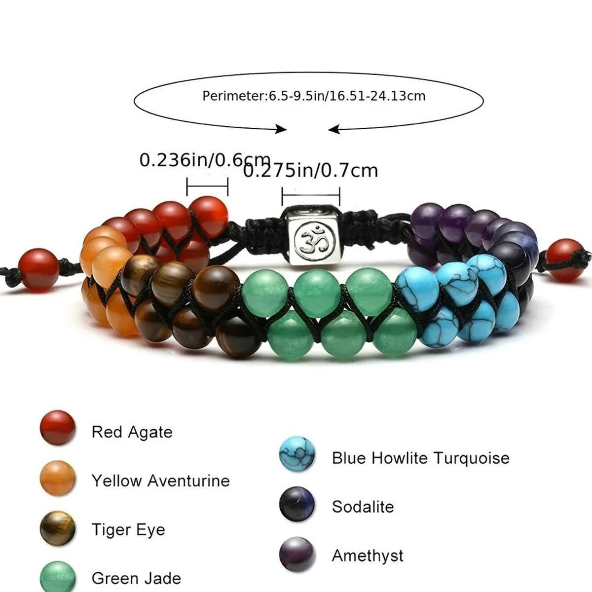Chakra-Behandlung Kristallarmband Yoga-Stein Verstellbare Perlenarmband Meditation Entspannung Angst Damenarmband