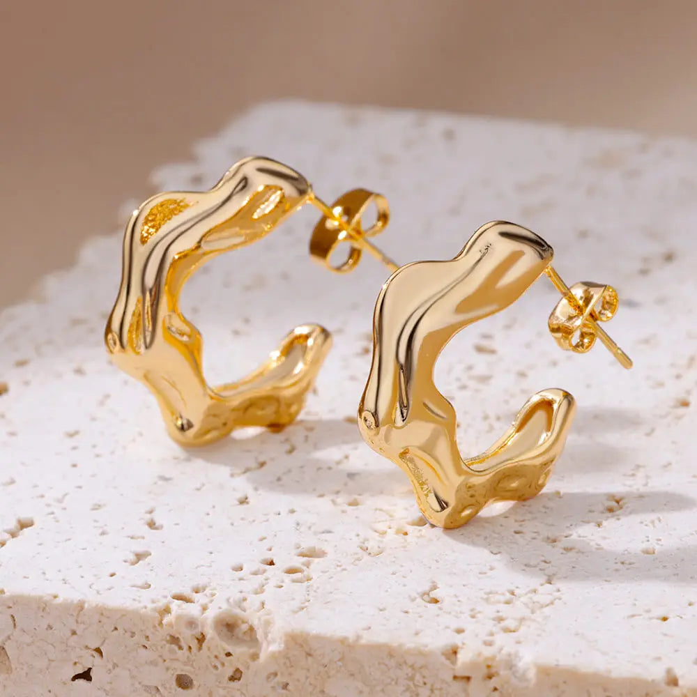 Unregelmäßige C-förmige Ohrringe für Damen, Edelstahl, geometrisch, 2024, Trend, Hochzeitsfeier, ästhetischer Schmuck, Aretes