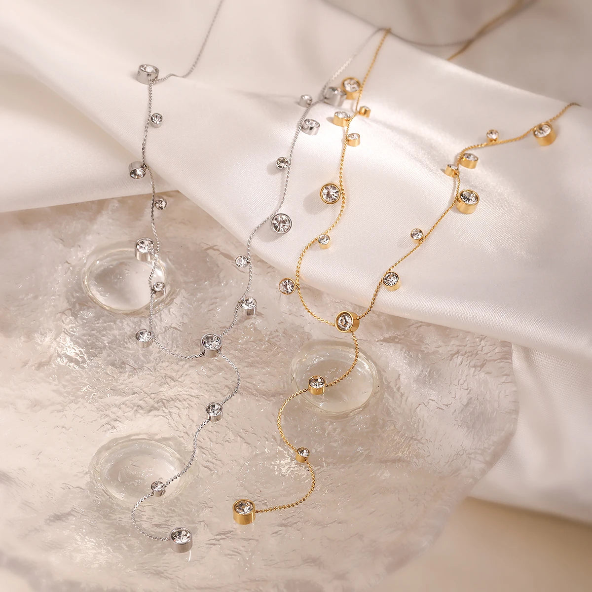 2025 New Arrival Shiny AAA CZ Zircon Silver/Gold Color Choker Necklaces For Elegant Women Stainless Steel Jewelry