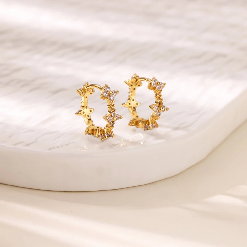 Luxuriöse Zirkon-Creolen für Damen, goldfarben, Edelstahl, Schmetterling, Herz, Schlange, Ohrringe, modischer Party-Hochzeitsschmuck, Geschenk