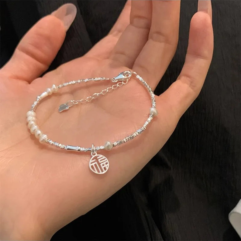 VENTFILLE 925 Silver Double Layer Pearl Bracelet for Women Girl Design Bead Korean Jewelry Dropshipping