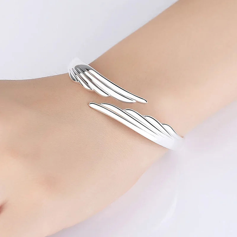 925 Sterling Silber Flügel Manschette Damen Armreifen Armbänder Hochzeit Luxus Qualität Schmuck Zubehör Großhandel Kostenlose Lieferung