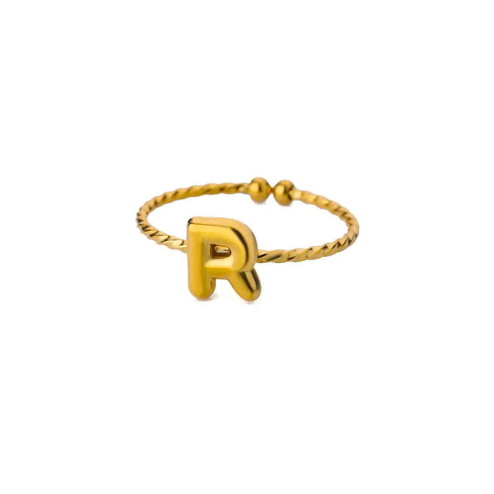 Süße klobige Initialenringe für Frauen, goldfarbener Edelstahl A-Z Buchstaben verstellbarer Ring, ästhetischer Hochzeitsschmuck, Geschenk