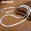 Aravant Collar de cadena de hueso de serpiente de plata 925 de 4 mm para mujer, joyería de moda para hombre