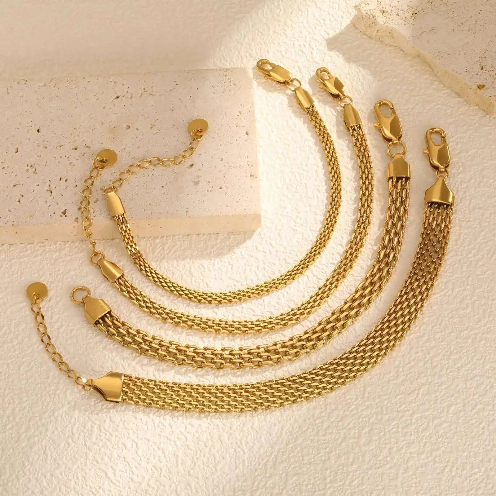 Edelstahlarmband für Damen, Gliederarmband aus Edelstahl, 3 mm/4 mm/6 mm, vergoldetes italienisches Kettenarmband, Schmuckgeschenk, anlaufbeständig