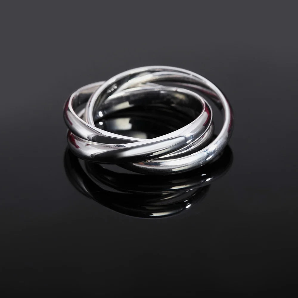 Anillos de mujer de plata de ley 925 con tres redondos, joyería fina, productos de tendencia al por mayor con joyas ALIZERO