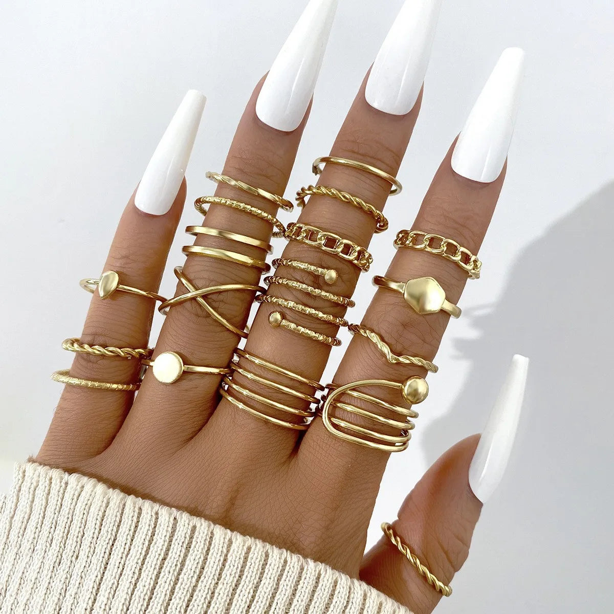 Vintage Irreguläres Ring-Set für Frauen Böhmische Goldfarbe Schmetterling Schlange Herz Geometrische Ringe Retro Boho Mode Schmuck Geschenk