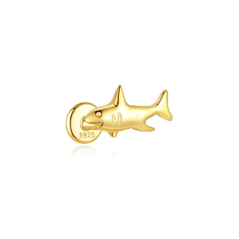 CANNER 1PC Vier-Punkt-Stern Mond Quaste Lotus Knorpel Spirale Piercing 925 Sterlingsilber Ohrstecker Für Frauen Ins Ohrring