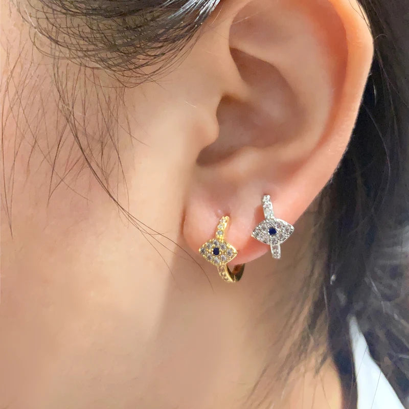 Zirkon Evil Eye Ohrringe für Frauen Edelstahl Goldfarben Pendientes Piercing Ohrring Goth 2024 Neu im Schmuck aretes mujer