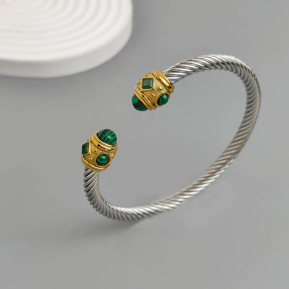 Originales Armband aus Stahldraht, gedreht, mit Saphir, aus Edelstahl, für Damen, wasserdicht und rostfrei, Partnerarmband