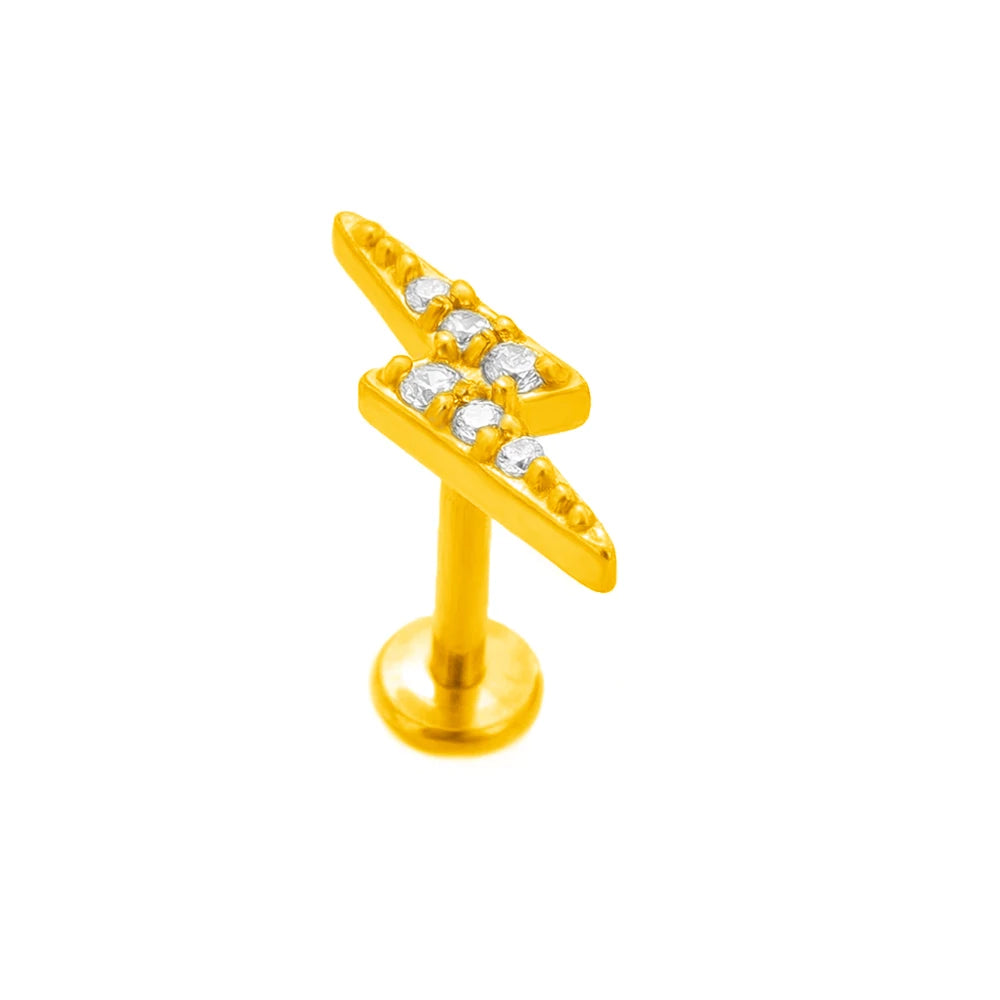 Piercing Labret de Rosca Interna Rayo Corona Abeja Flores Cartílago Pendiente Trago Conch Acero Inoxidable 316L Joyería Corporal
