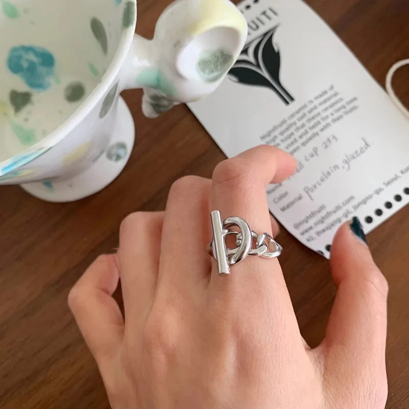 925er Sterling Silber Kette Einfache Geometrie Verstellbarer Ring Für Frauen Mode Hochzeit Feiner Schmuck Großhandel Schmuck
