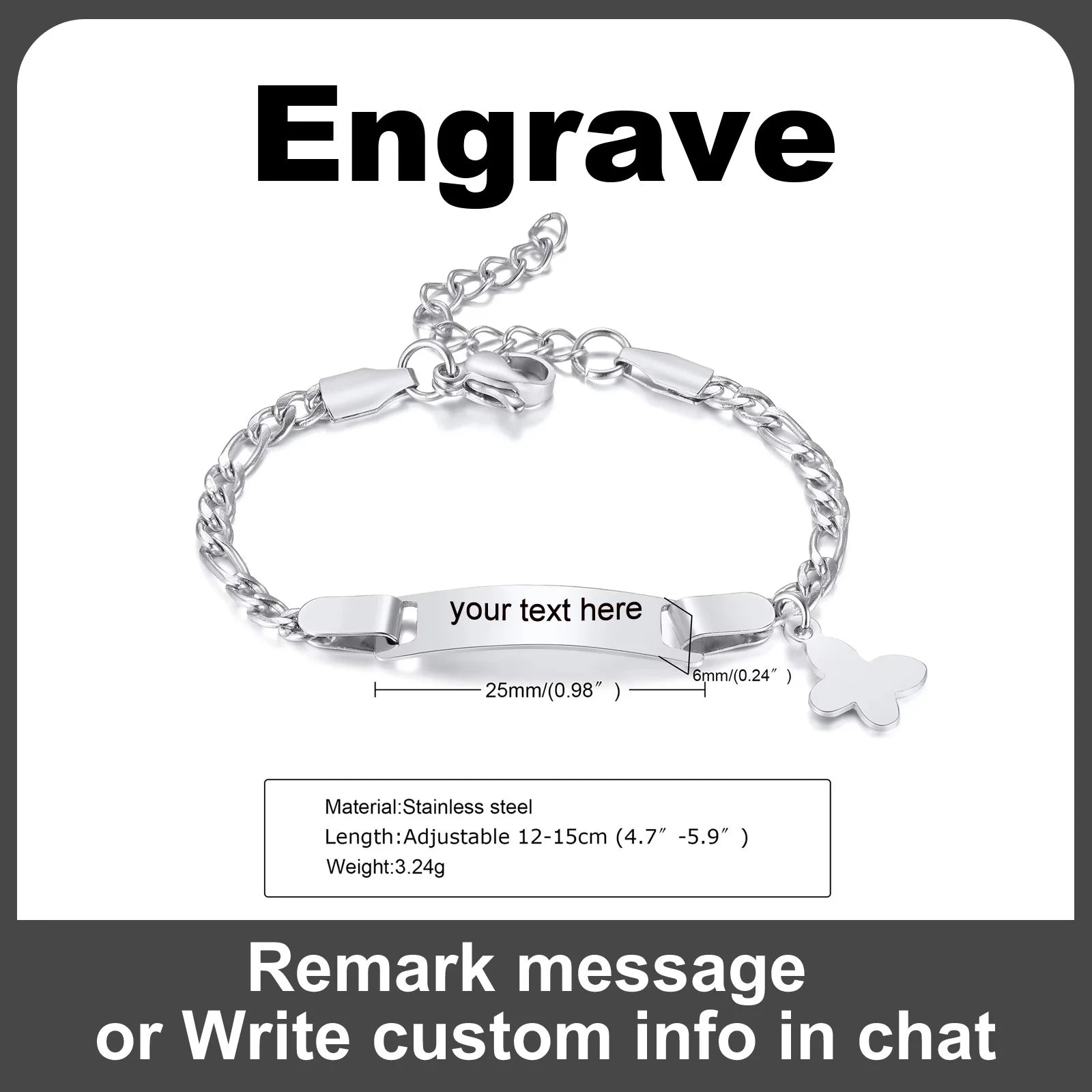 Personalisiertes Herz-Armband für kleine Mädchen/Jungen, gravierbares ID-Namensarmband, personalisiertes Edelstahlketten-Geburtstagsgeschenk