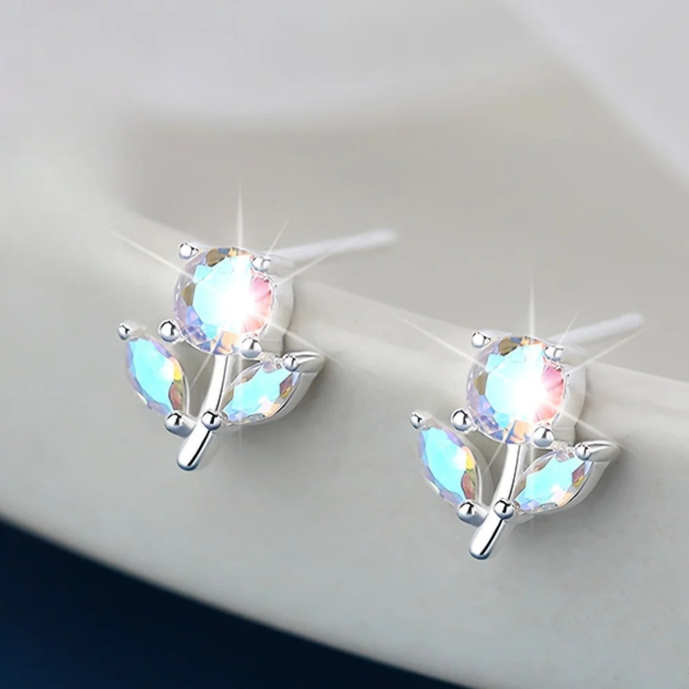 Fruit Bubble Bunte Zirkon-Blumenohrringe Damen Mode Persönlichkeit Trendige Luxus-Waldohrringe Vielseitig Ins