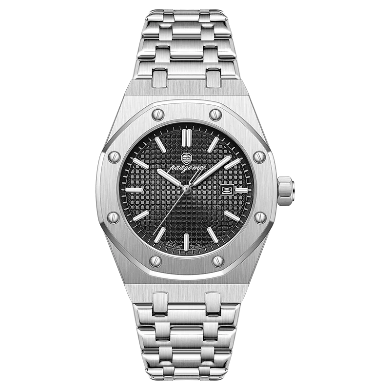 PAAZOMU Reloj de Pulsera de Lujo para Hombre, Resistente al Agua, Luminoso, con Fecha, de Acero Inoxidable, Relojes de Cuarzo de Moda para Hombres, Reloj