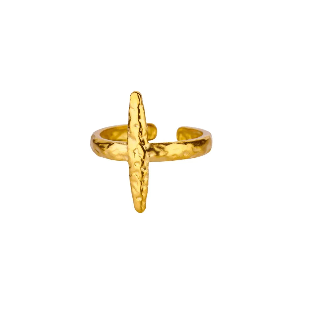 Vintage Jesus Kreuzringe für Damen Herren Goldfarbe Edelstahl Jesus Kreuz Verstellbarer Ring Religiöser Party Schmuck Geschenk