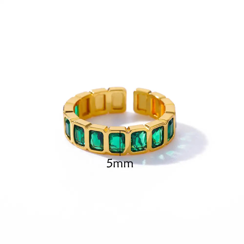 Farbige Zirkonringe für Damen Goldfarbener Edelstahl verstellbarer Ring 2024 Trend Hochzeitsverlobungsschmuck anillos mujer