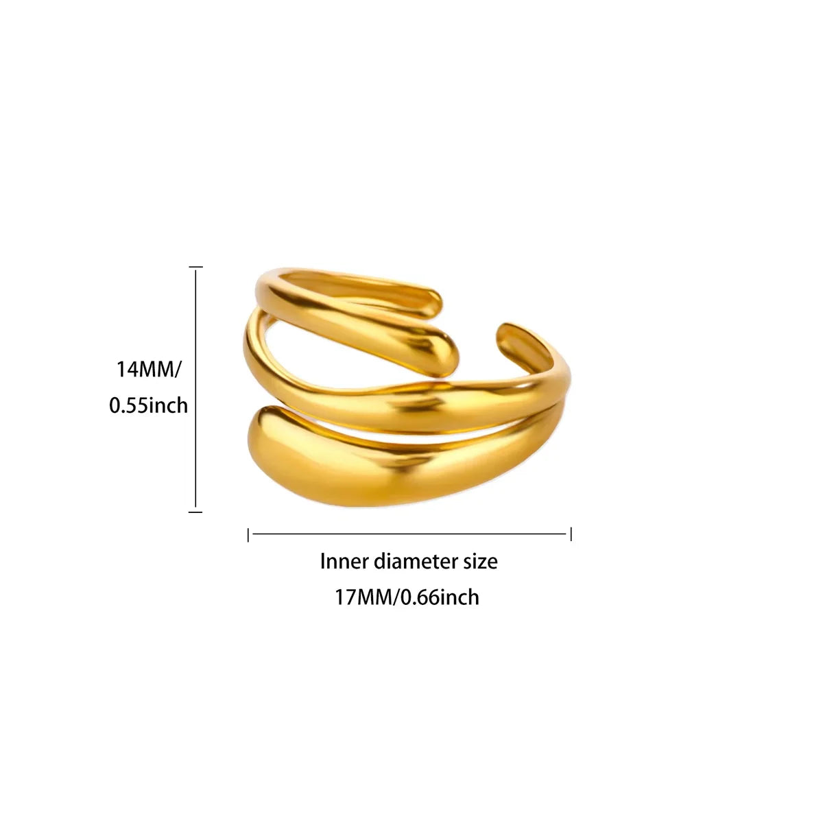 Edelstahl unregelmäßige Wellenringe für Frauen Kreativ Gold Farbe Verstellbarer offener Ring weiblicher Schmuck Punk Rapper Anillos Geschenke