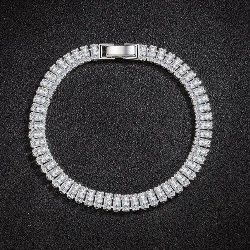 Armband aus 925er Sterlingsilber, elegant, Zirkonia-Kristall, Modeschmuck für Frauen, Verlobung, Hochzeit, Glamour-Schmuck, 18 cm