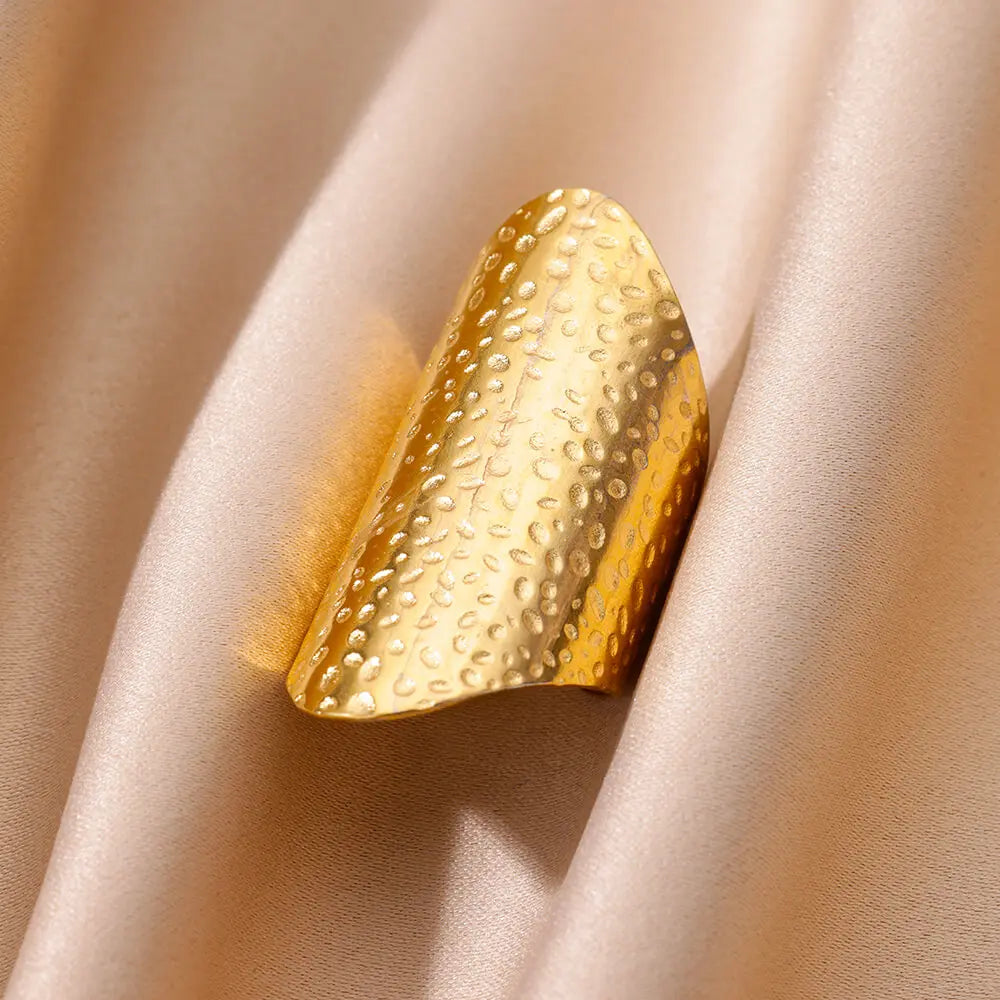 Edelstahl klobige breite Ringe für Frauen Vintage Goldfarbe geometrischer offener Fingerring Mode minimalistischer Schmuck Geschenk Femme