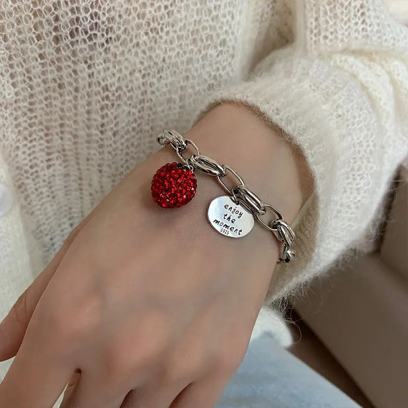 Sterling Silver plated Thai Silver Bracelet for Women Vintage Geometric Heart Love Lucky Punk Jewelry 2023 New Dropship