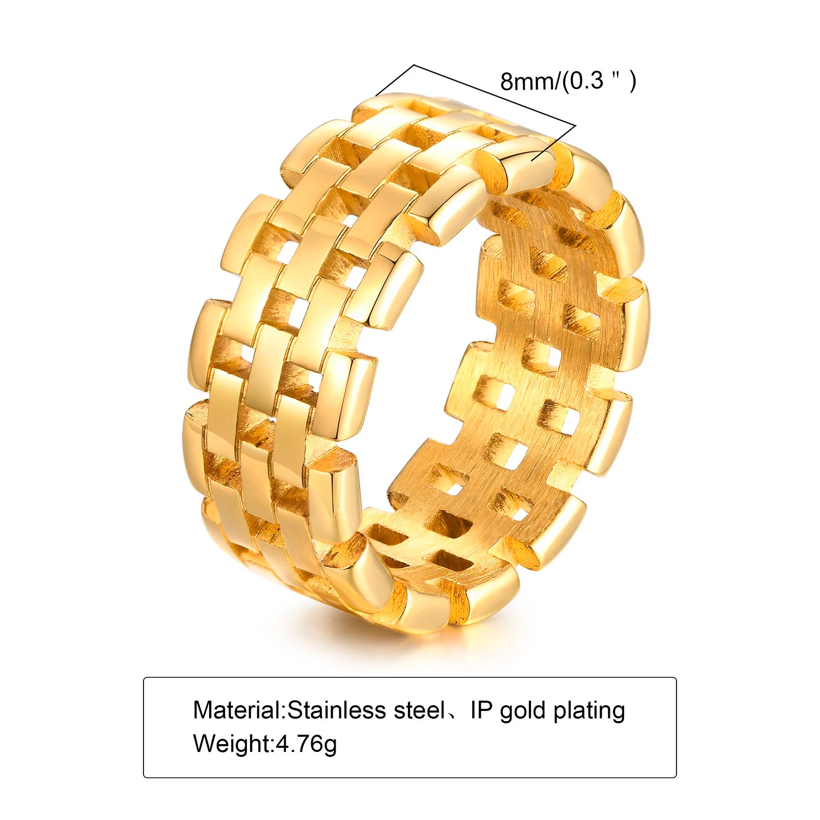 6mm dicker klobiger Kettenring, kubanische Gliederkette, Edelstahl, stilvoller Ring für Frauen und Mädchen