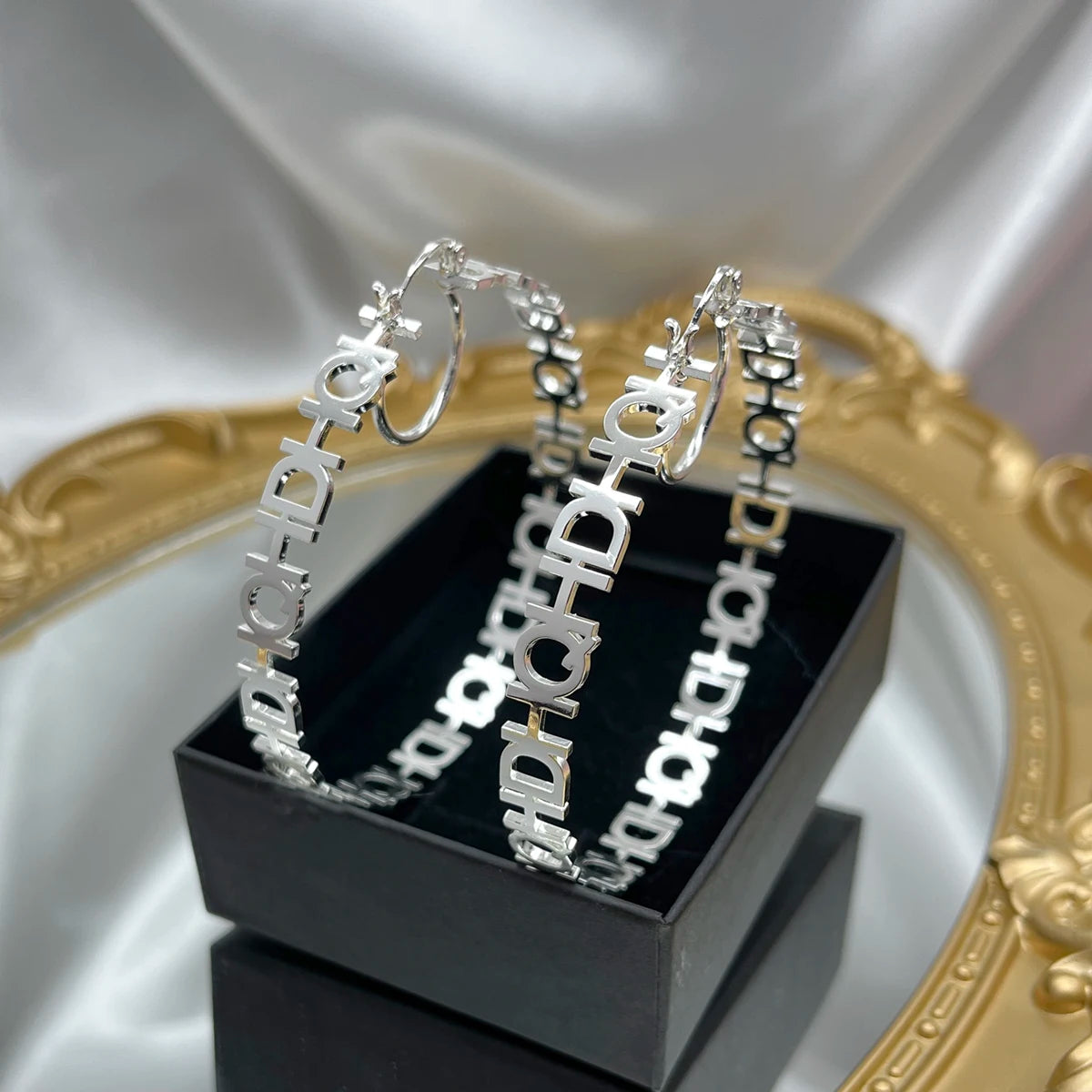 DHQH New Wholesale 40-70mm Customized Name Earrings Stainless Steel Earrings Customized Letter Earrings Women's Bridal Maid Gift