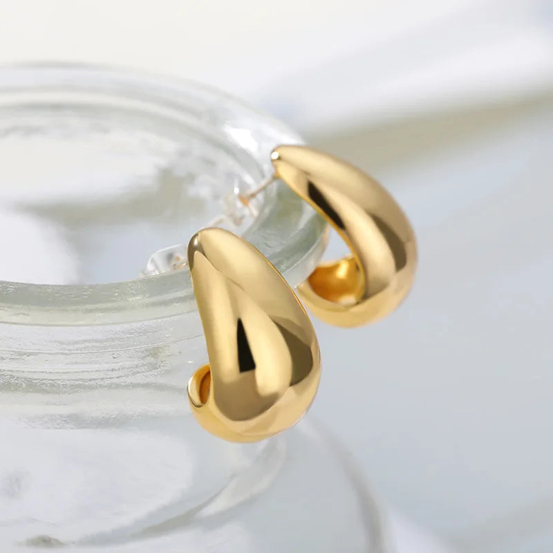 C-förmige Muschel-Ohrringe für Damen, Edelstahl, Wassertropfen, Tropfen-Hoop-Ohrringe, modische Piercing-Ohr-Accessoires, Party-Schmuck