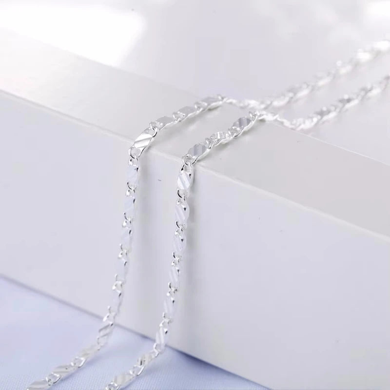 New Luxury 925 Sterling Silver Special 2MM Flat Clavicle Chains Necklaces for Men Women Wedding Jewelry Christmas Gifts 40-75cm