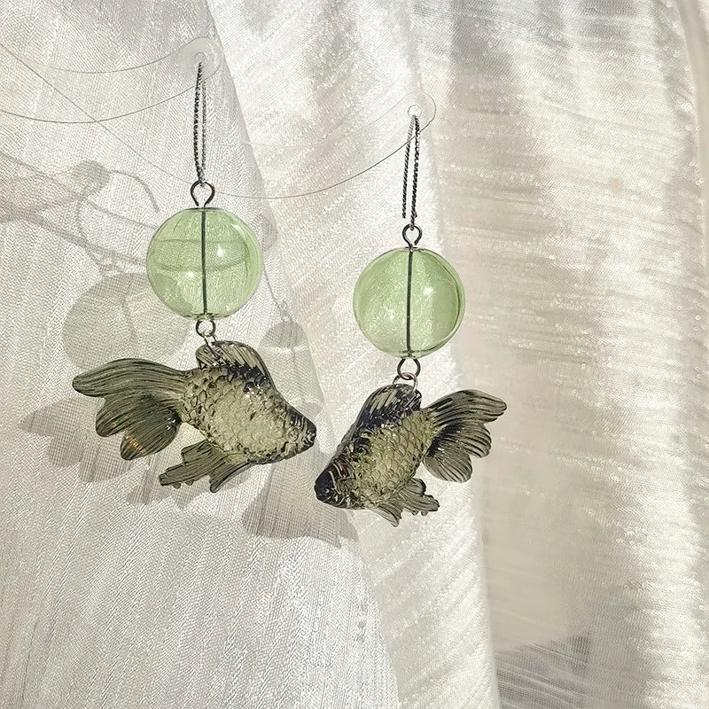 Kreativer Goldfisch Ohrring Einzigartiger transparenter Goldfisch Anhänger Ohrring Süße Koi-Fisch Ohrhänger Personalisierter Schmuck Großhandel