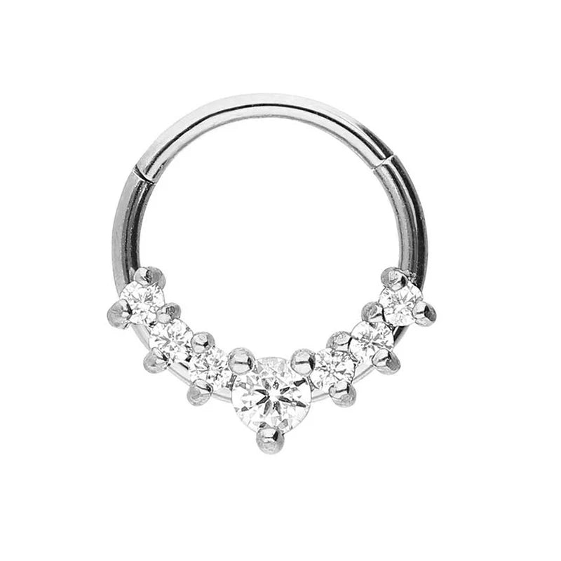 316L Chirurgischer Stahl Segment Nasenring Zirkon Septum Clicker Ohrknorpel Helix Daith Hoop Körperschmuck Piercing