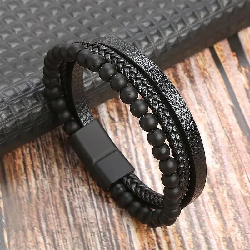 Klassisches Herren Lederarmband Neuer Stil Handgewebt Mehrschichtige Kombination Accessoire Mode Herrenschmuck Großhandel Dropshipping