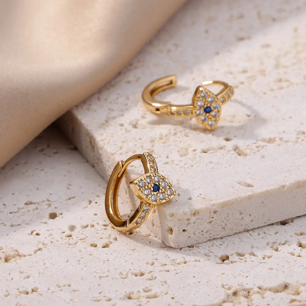 Zirkon Evil Eye Ohrringe für Frauen Edelstahl Goldfarben Pendientes Piercing Ohrring Goth 2024 Neu im Schmuck aretes mujer