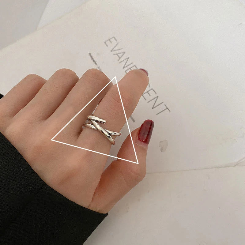 VENTFILLE Anillo de plata de ley 925 con diseño de gotas de agua irregulares, estilo retro simple, hecho a mano, para mujer