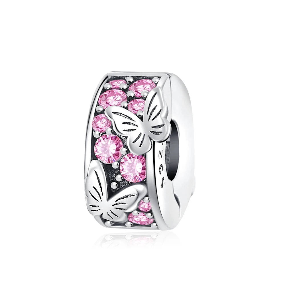 2026 Frühlings-Pink-Serie Ballon Schmetterling Blumen-Anhänger passend für S925 Europäische 925 Sterling Silber Armband Armreifen Halskette