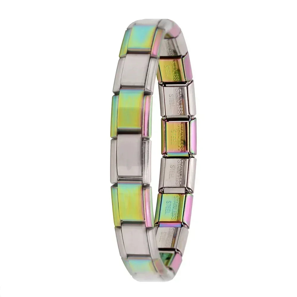 Hapiship Neue Damen Schmuck 9mm Breite Italienisches Elastisches Charm Armband Mode Edelstahl Armreif ST-