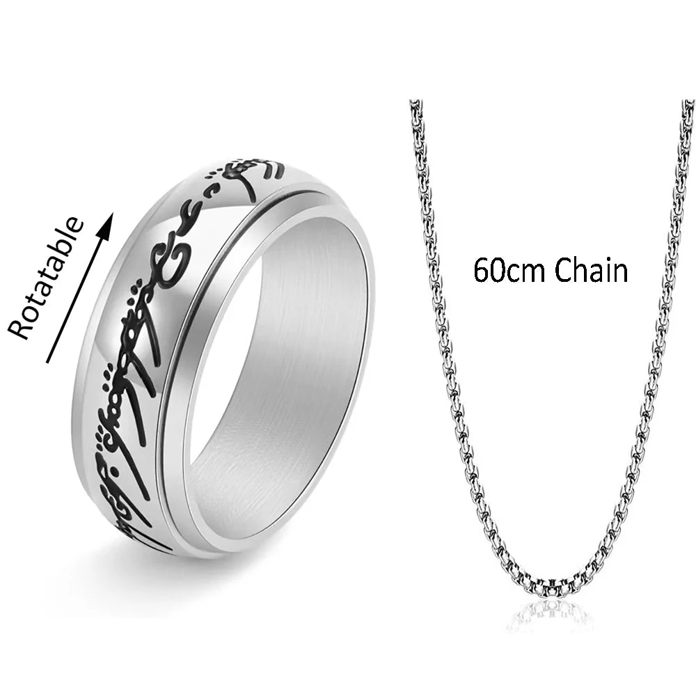 2024 Neuer Trendiger Einfacher 3D Geschnitzter Glaubensring Edelstahl Paar Farbig Plattierte Kettenringe Retro Herrenschmuck Geschenke Custom