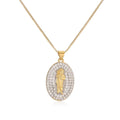 NEWBUY 2025 New Trendy Silver/Gold Mix Color Shiny AAA CZ Inlay Virgin Mary & Priest Pendant Necklaces
