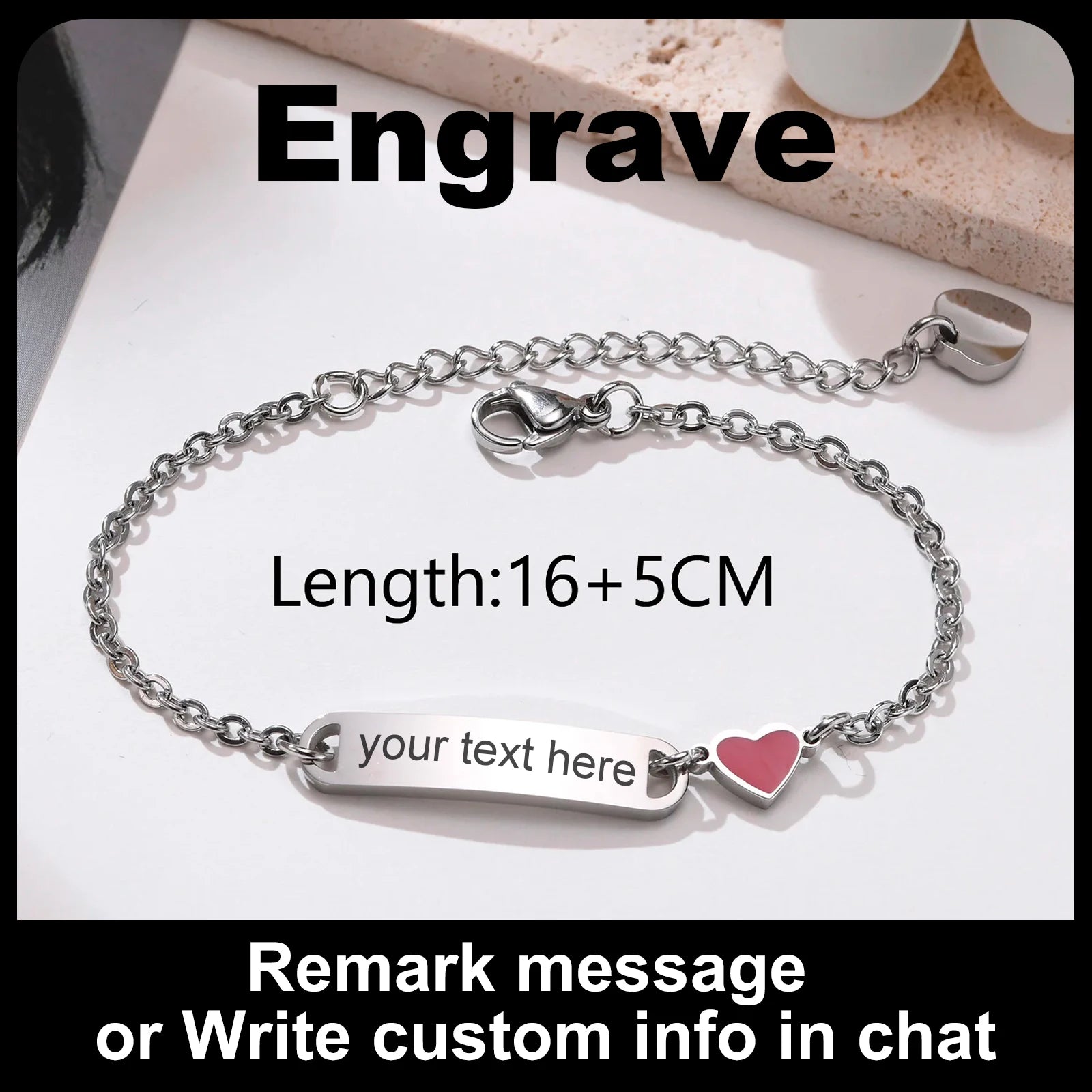 Personalisiertes Herz-Armband für kleine Mädchen/Jungen, gravierbares ID-Namensarmband, personalisiertes Edelstahlketten-Geburtstagsgeschenk