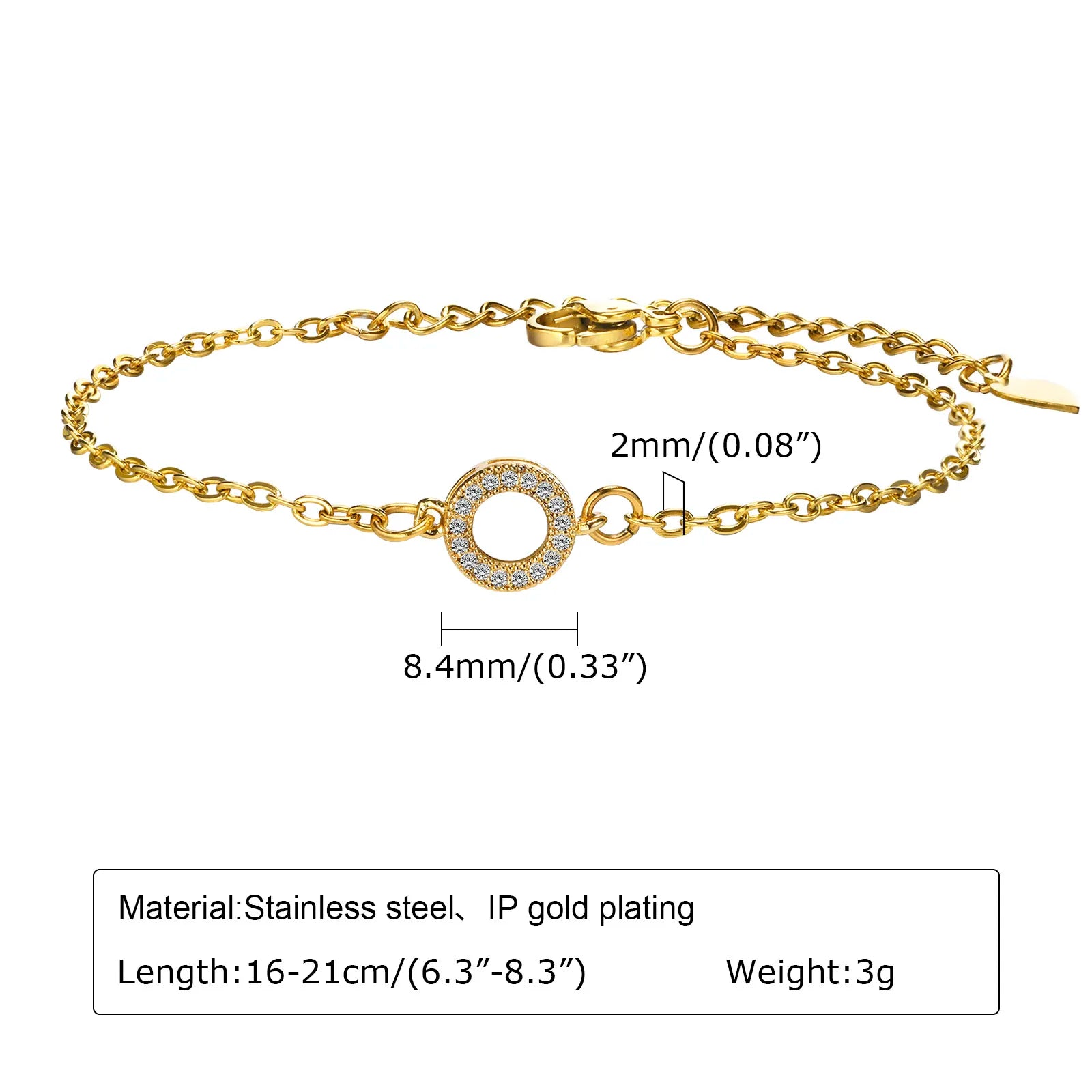 Auffälliges Edelstahl-Kettenarmband für Damen, Vintage 18k vergoldeter eleganter Schmuck