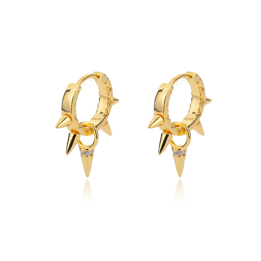 Punk Sonnen-Gesicht-Ohrstecker Edelstahl Ohrringe für Damen Goldfarbe Stern Piercing Ohr Accessoires Femme Gothic Schmuck Party Geschenk