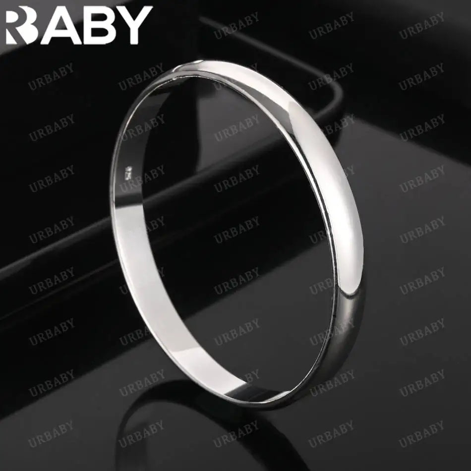 URBABY 925 Sterling Silver Design Round Bangle For Women Creativity Gifts Street All-match Party And Daily Wear