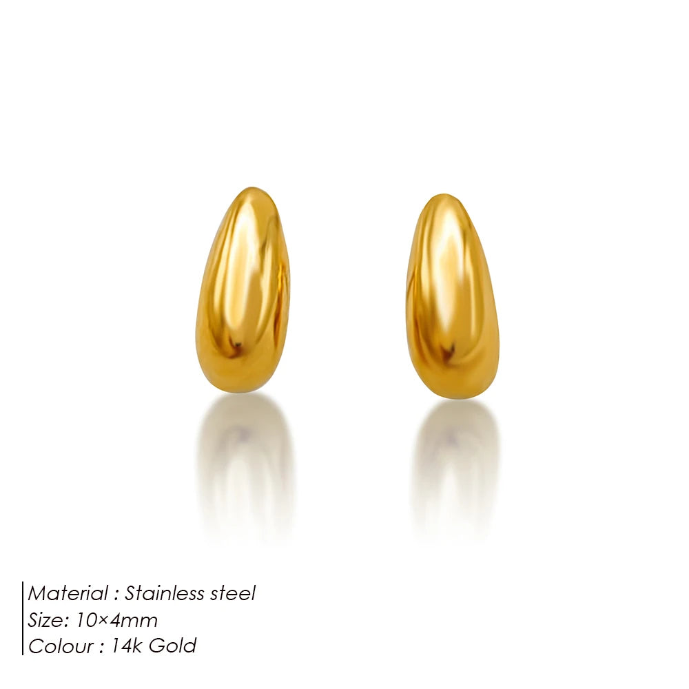 Pendientes de tuerca de acero inoxidable SUNIBI para mujer, color dorado, color plateado, pendientes sencillos, aros gruesos y lisos para esposas, joyería de moda.