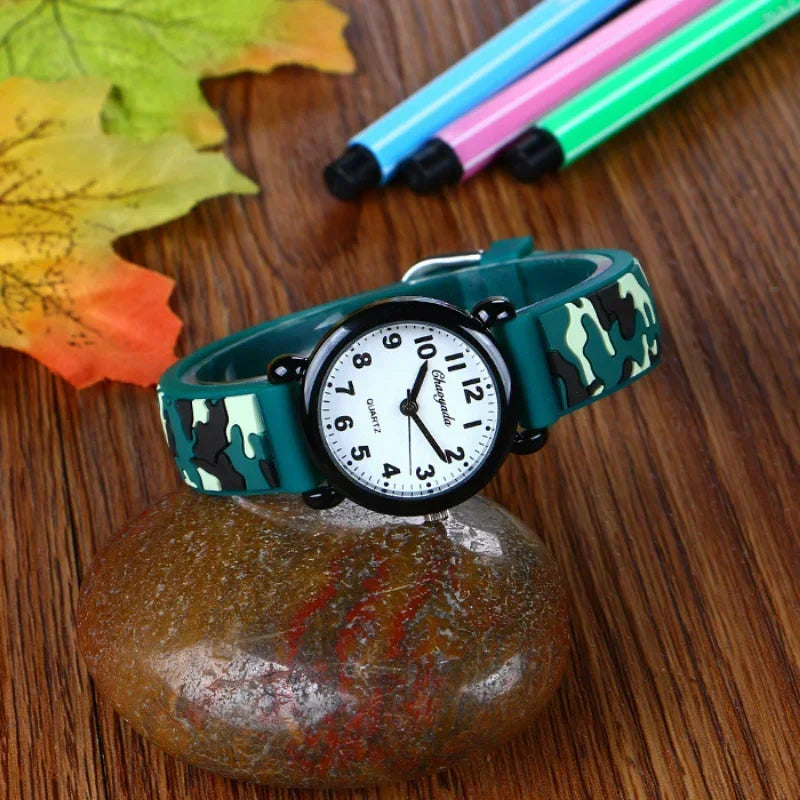 Reloj de pulsera de cuarzo con correa de camuflaje de marca para niños, relojes de dibujos animados para estudiantes, niños, niñas, deportivos, para fans del ejército, geniales, Dropshipping