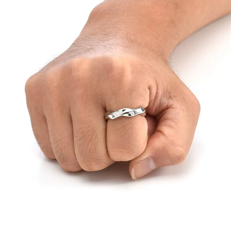 Edelstahl Verdrehter Möbius-Ring Ehering für Damen und Herren Größe 6-12