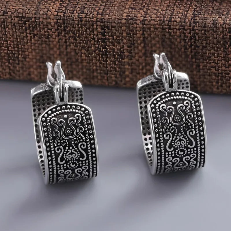 Ohrringe aus Sterlingsilber 925, Textur, Blumen, für Damen, Gothic, trendy, schlicht, Retro, Ohrring, Schmuck, Party-Accessoires