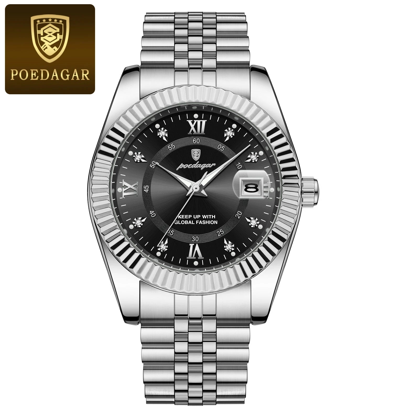 Relojes de cuarzo clásicos de lujo POEDAGAR para hombre, de acero inoxidable, con fecha, resistentes al agua, luminosos, a la moda, de negocios, para hombre